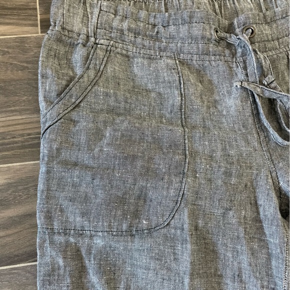 Athleta Linen Drawstring Pants Heathered Gray Size 8 Petite - Picture 4 of 7
